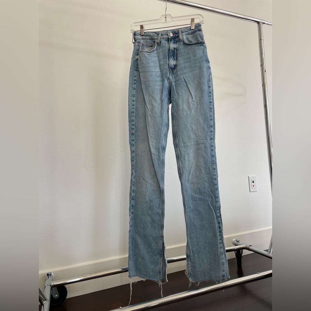 Zara high rise slit jeans